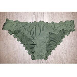Hollister Swim Dark Green Ruffled Cheeky Bikini Bottoms Size XS Ruched Scrunch